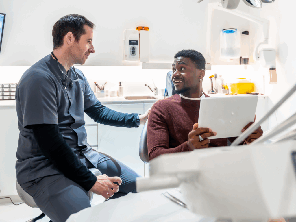 a dentist and owner of a dental practice uses new equipment he purchased for his office using a dental practice loan
