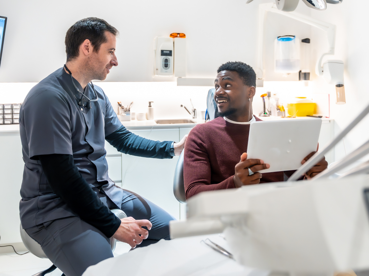 a dentist and owner of a dental practice uses new equipment he purchased for his office using a dental practice loan