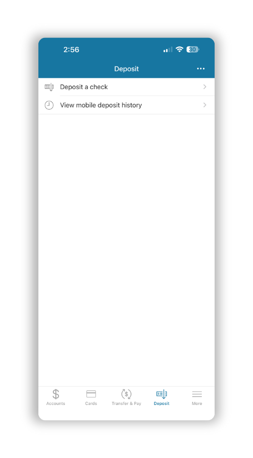 quaint oak mobile banking app deposit a check