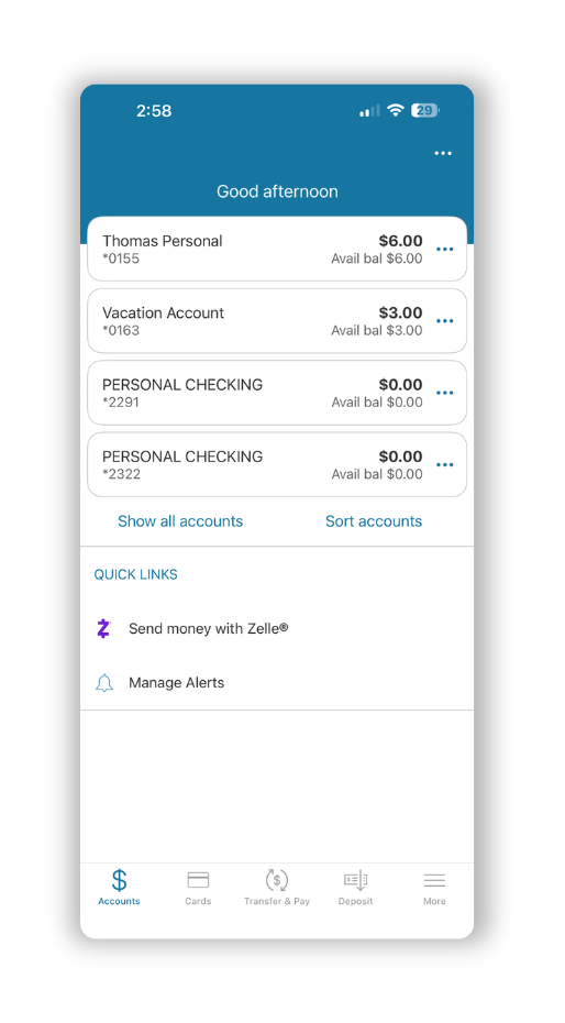 quaint oak mobile banking app deposit step 1