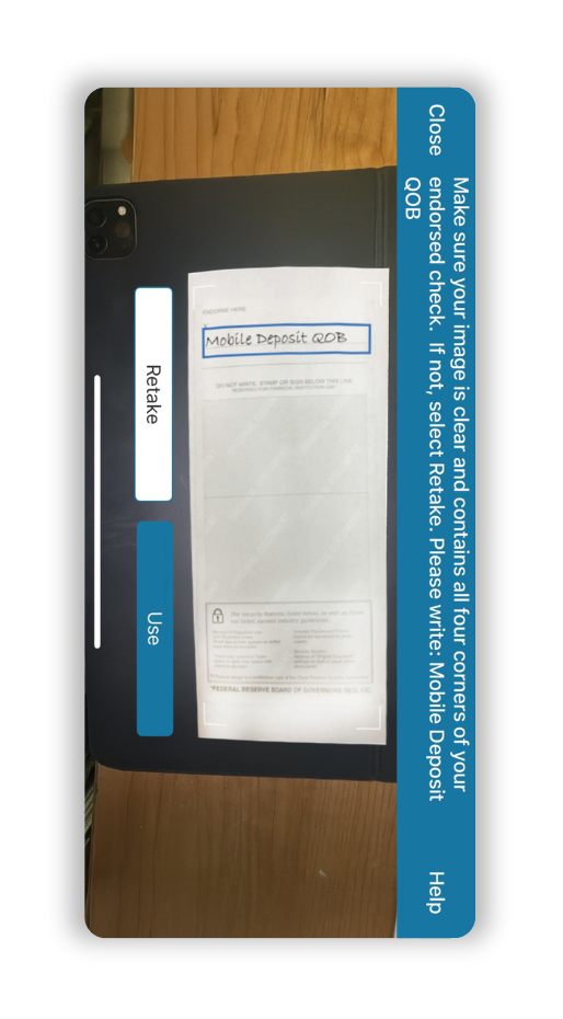 mobile deposit instructions how to deposit a check taking a picture of the check