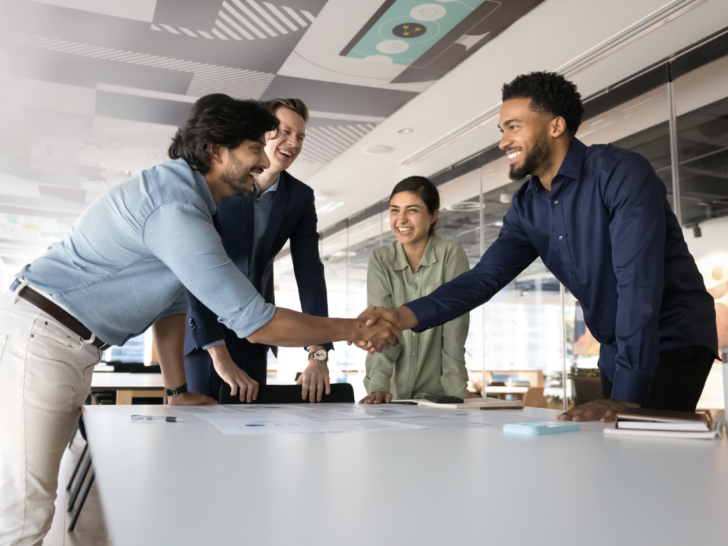 a business owner connecting over a SMB acquisition financing to purchase a business with an sba loan