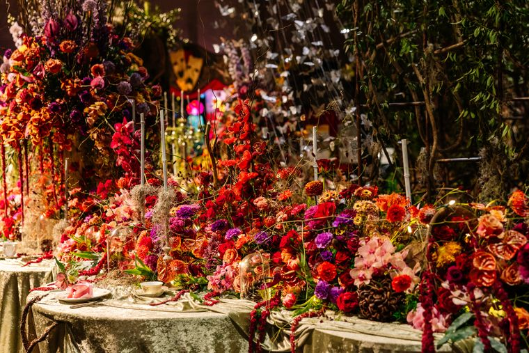 The Arc & Quaint Oak Bank: Building Inclusive Communities Through Partnership 2 Ornate floral table display with vibrant flowers and cascading arrangements at the Philadelphia Flower and Garden Show