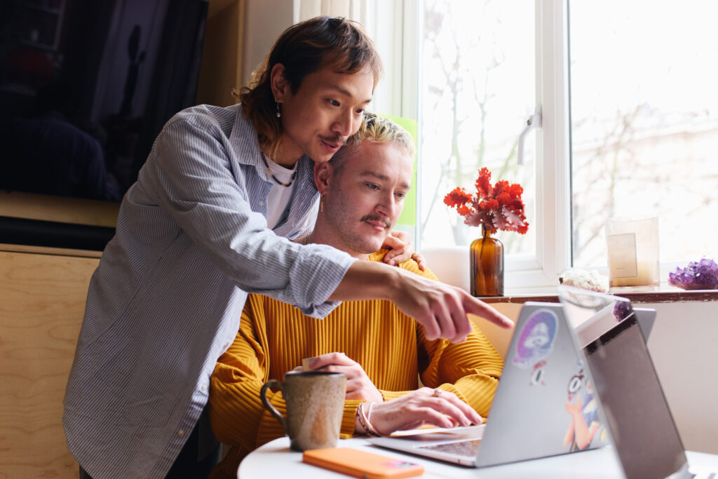 Happy couple considering certificate of deposit options